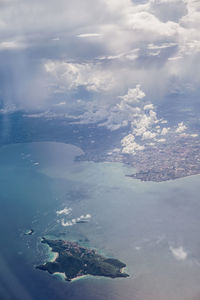 Aerial view of sea against sky