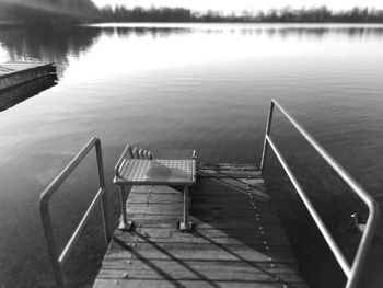 High angle view of pier on lake