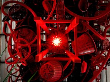 Close-up view of illuminated red night