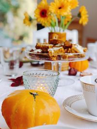 Close-up of dessert on table