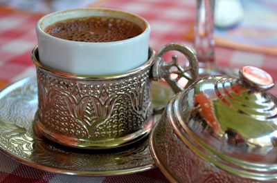 Close-up of coffee on table