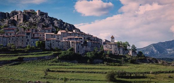 Panoramic view of buildings against sky