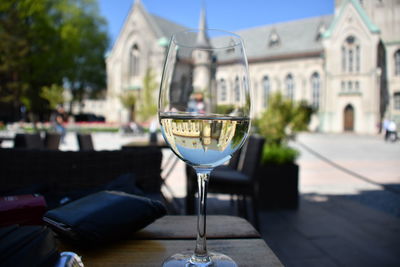 Close-up of wine glass on table