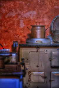 View of old kitchen counter at home