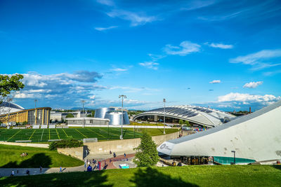 Scenic view of buildings against sky