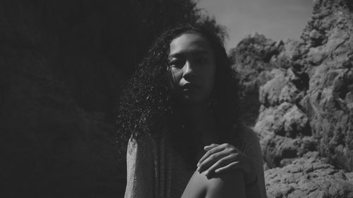 Portrait of beautiful young woman in winter