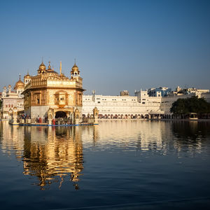 Reflection of buildings in water