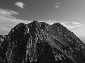 Low angle view of mountains against sky