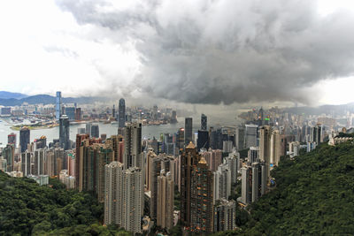 Two international finance center in city seen from victoria peak