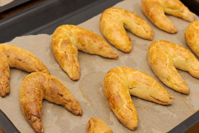 High angle view of cookies