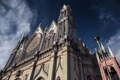 Low angle view of temple building against sky