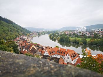 High angle view of townscape against sky