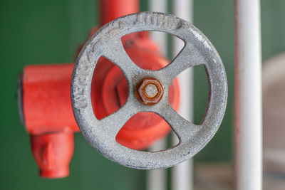 Close-up of machine valve