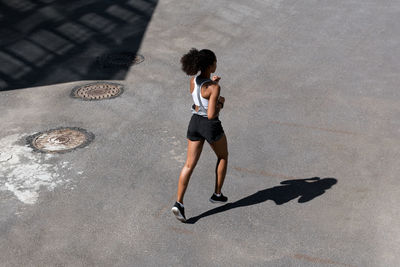 High angle view of woman