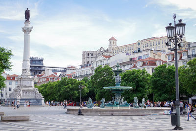 View of statue in city