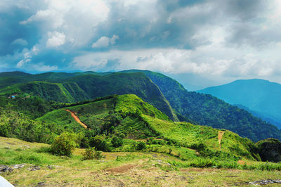 Valley view from the top of a mountain at idukki, india, kerala