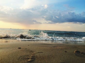 Scenic view of sea at sunset