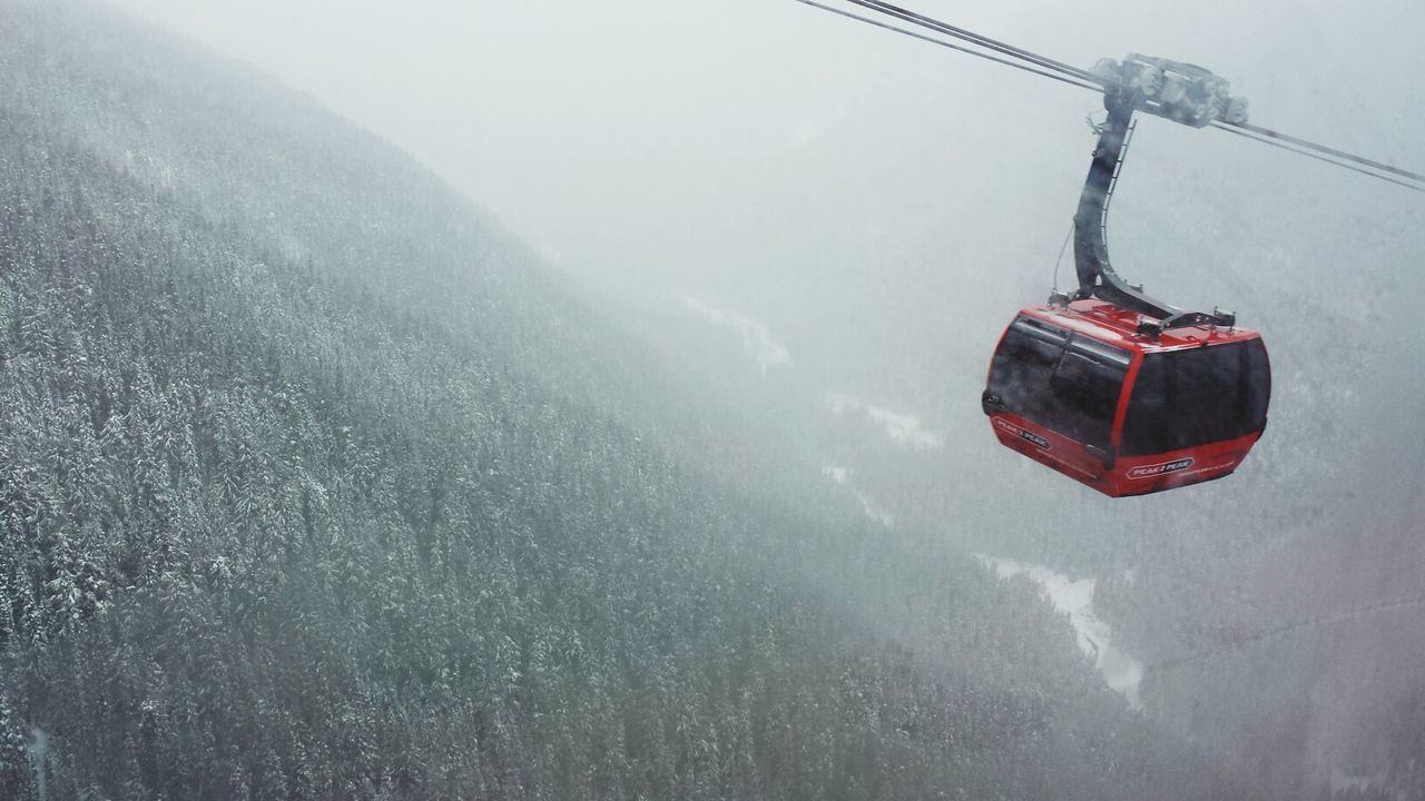 snow, winter, cold temperature, weather, season, overhead cable car, transportation, mode of transport, ski lift, covering, nature, frozen, day, sky, tranquility, white color, hanging, mountain, outdoors, tranquil scene