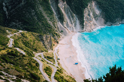 High angle view of beach