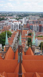 High angle view of townscape against sky