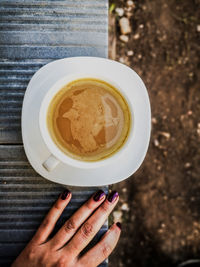 Cropped image of hand holding coffee cup