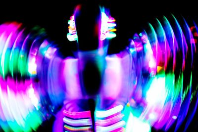 Close-up of illuminated carousel in amusement park