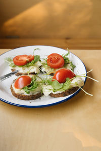 Close-up of food in plate on table