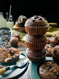 Close-up of cupcakes on table