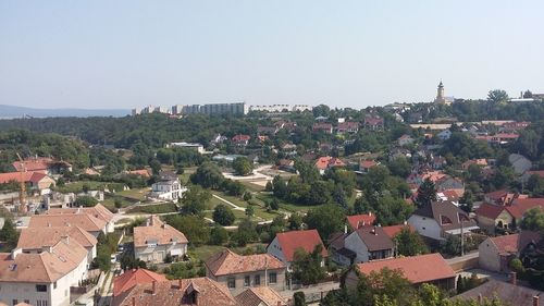 High angle view of residential buildings