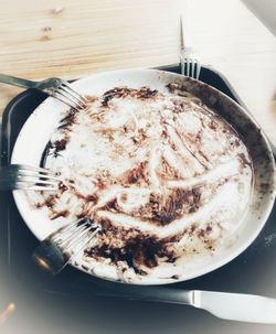 High angle view of ice cream in plate