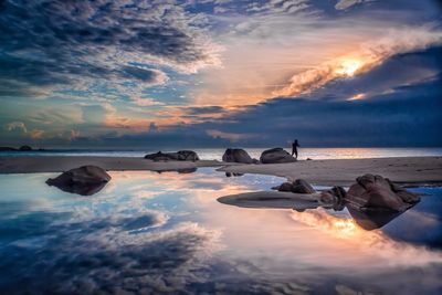 Scenic view of sea against sky during sunset