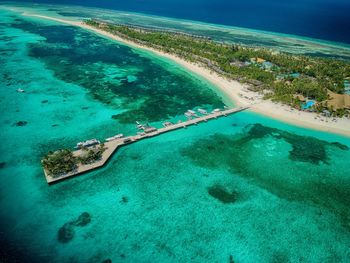 An aerial view on the kuredu island jetty