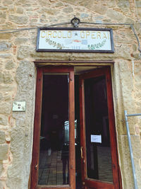 Information sign on wall of building