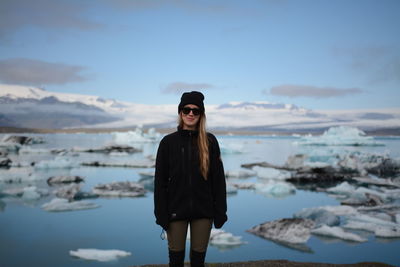 Portrait of young woman in iceland