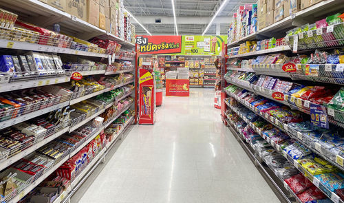 Panoramic view of market stall in store