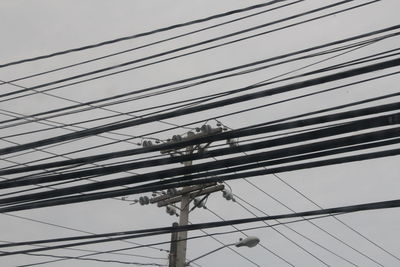 Low angle view of electricity pylon