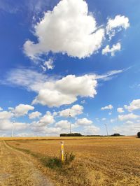 Scenic view of field against sky