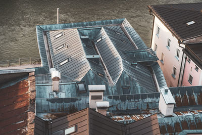 High angle view of roof of building