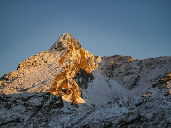 Sunset on varrone mountain in the italian alps