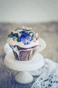 Close-up of cupcakes on table