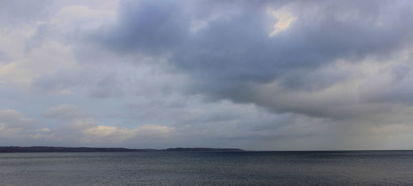 Scenic view of sea against cloudy sky