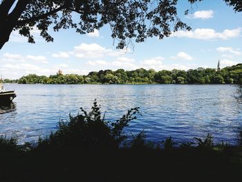 Scenic view of lake against sky