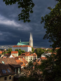 High angle view of townscape against sky