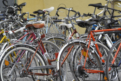 Bicycles in parking lot