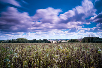 Scenic view of landscape against cloudy sky