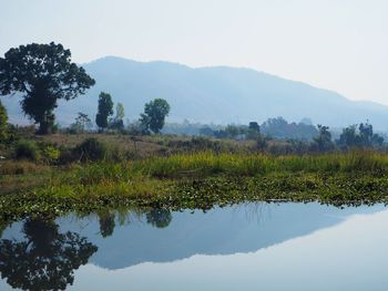 Scenic view of lake against sky