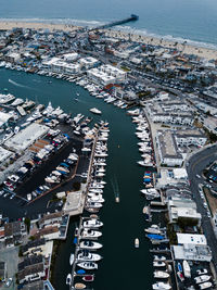 High angle view of buildings by the coast