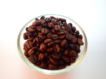 Directly above shot of coffee beans in container