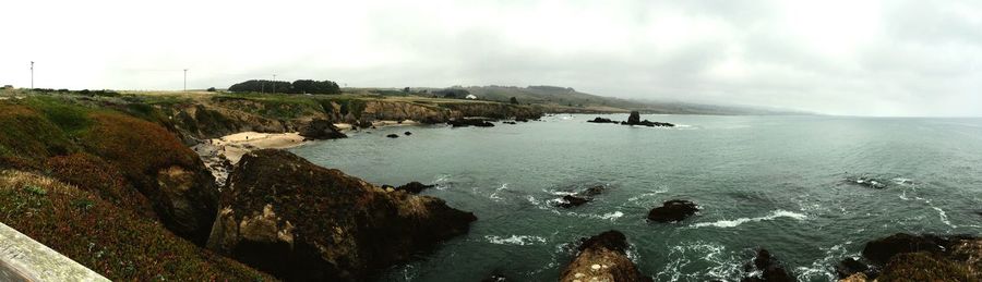 Scenic view of sea against cloudy sky